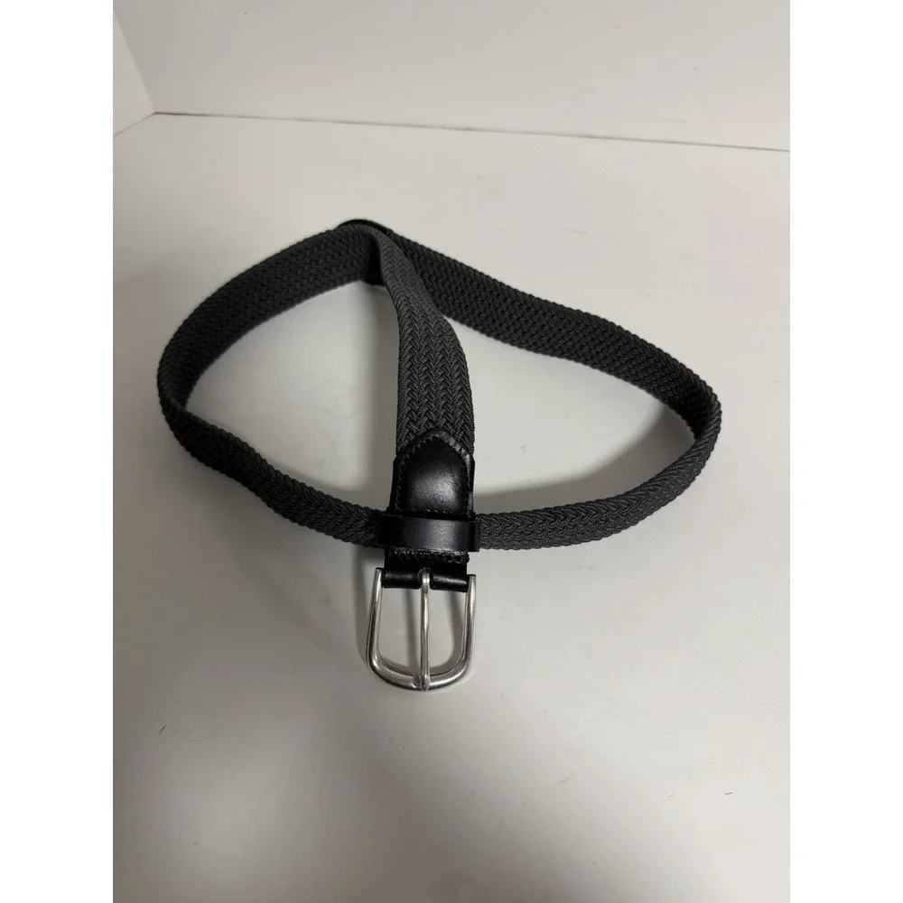 J.Crew, Men's Elastic Woven Belt With Round Buckle, Black & Gray, Size Small